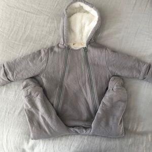 Cozy bunting in soft gray. 12-24 months